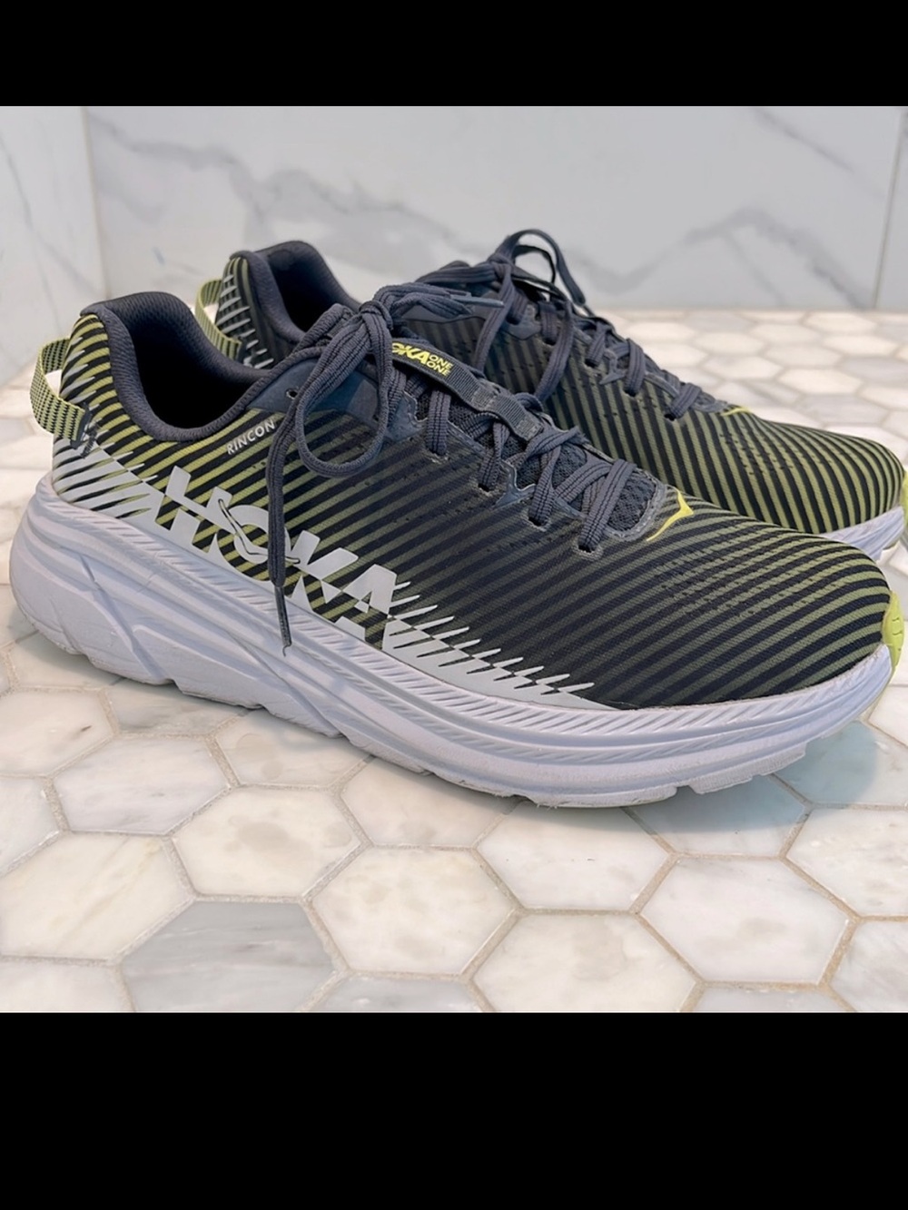 Hoka Rincon 2 Striped Navy Running Athletic Sneakers Men’s Size 11.5